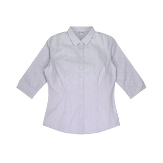 WORKWEAR, SAFETY & CORPORATE CLOTHING SPECIALISTS Ladies Bayview Wide Stripe 3/4 Sleeve Shirt--