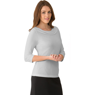 Eva Knit 3/4 Sleeve Shirt - Ladies-Silver-2XL