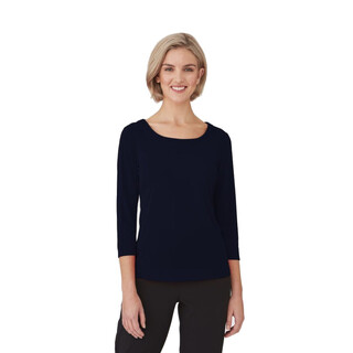 Smart Knit - 3/4 Sleeve Shirt - Ladies-Navy-2XL