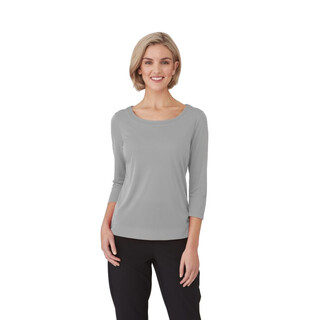 Smart Knit - 3/4 Sleeve Shirt - Ladies-Silver-M