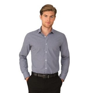 So Ezy Check - Long Sleeve Shirt - Mens-Navy-3XL