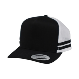 6507 - A -rame Stripe Cap-Black / White-One Size