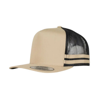 6507 - A -rame Stripe Cap-Khaki / Black-One Size