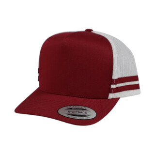 6507 - A -rame Stripe Cap-Maroon/White-One Size