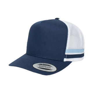 6507 - A -rame Stripe Cap-Navy / White-One Size