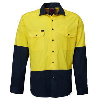 WORKWEAR, SAFETY & CORPORATE CLOTHING SPECIALISTS Open Front 2 Tone L/S Shirt