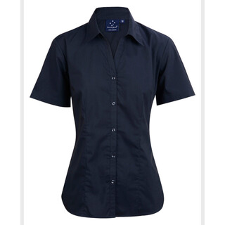 Ladies S/S Te-lon shirt - Navy - 10