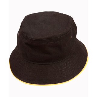 so-t washed sandwich bucket hat - Black / Gold - L/XL