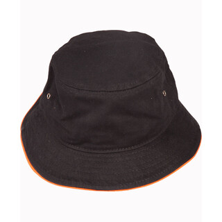 so-t washed sandwich bucket hat - Black / Orange - L/XL