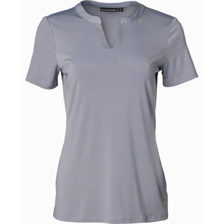 Ladies' V-neck with Tab S/S Knit Top - Dusk Grey - 10