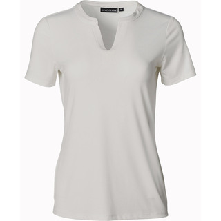 Ladies' V-neck with Tab S/S Knit Top - White - 10