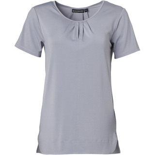 Ladies' Round Neck with Pleats S/S Knit Top - Dusk Grey - 10