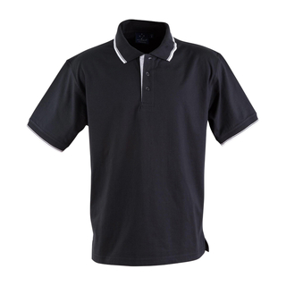 unisex cotton jersey polo - Black / White - 2XL
