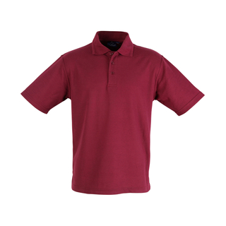Unisex poly/cotton pique S/L - Maroon - L