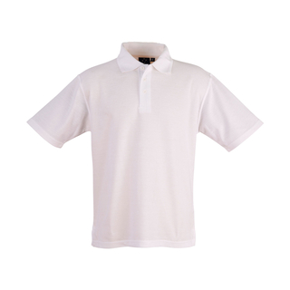 Unisex poly/cotton pique S/L - White - XS