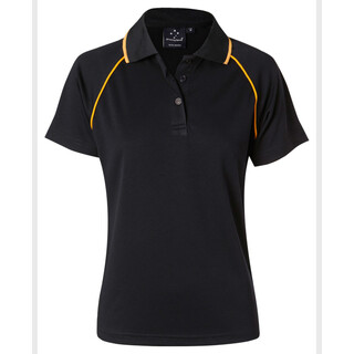 ladies cooldry raglan S/S polo - Navy / Gold - 10