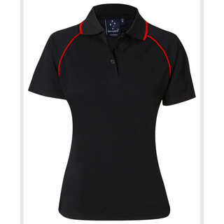 ladies cooldry raglan S/S polo - Navy / Red - 10