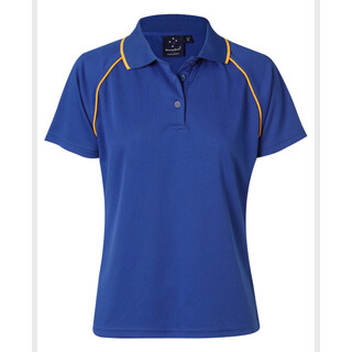 ladies cooldry raglan S/S polo - Royal / Gold - 10