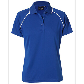 ladies cooldry raglan S/S polo - Royal / White - 10