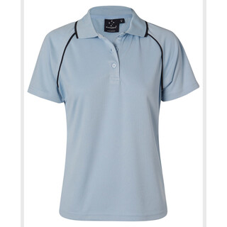 ladies cooldry raglan S/S polo - Sky Blue / Navy - 10