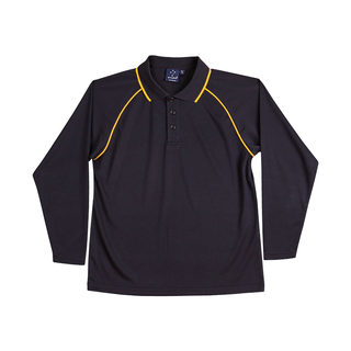 Men's cooldry raglan L/S polo - Navy / Gold - 2XL