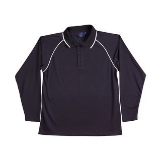 Men's cooldry raglan L/S polo - Navy / White - 2XL