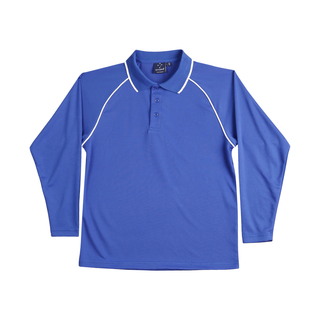 Men's cooldry raglan L/S polo - Royal / White - 2XL