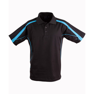 Mens S/S polo truedry-Black / Aqua-2XL