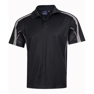 Mens S/S polo truedry - Black / Ash - 2XL