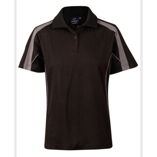 Ladies S/S Sport Polo truedry - Black / Ash - 10