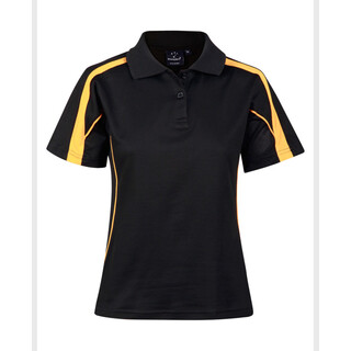 Ladies S/S Sport Polo truedry - Black / Gold - 10