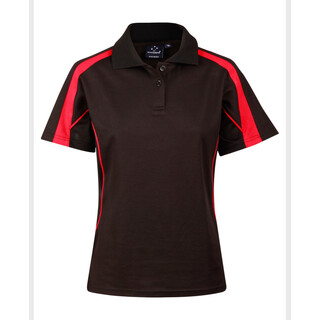 Ladies S/S Sport Polo truedry - Black / Red - 10