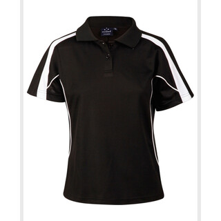 Ladies S/S Sport Polo truedry - Black / White - 10