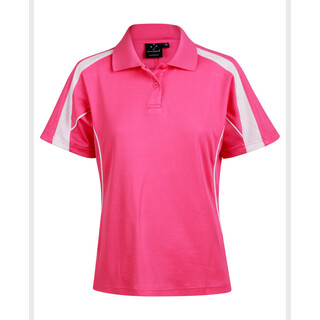 Ladies S/S Sport Polo truedry - Hot Pink / White - 10