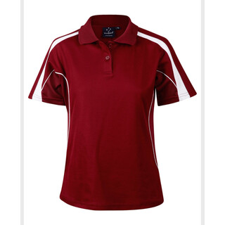 Ladies S/S Sport Polo truedry - Maroon / White - 10