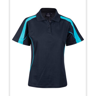 Ladies S/S Sport Polo truedry - Navy / Aqua Blue - 10