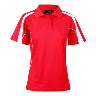 Ladies S/S Sport Polo truedry - Red / White - 10