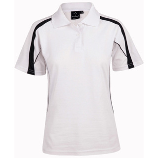 Ladies S/S Sport Polo truedry - White / Navy - 10