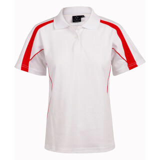 Ladies S/S Sport Polo truedry - White / Red - 10