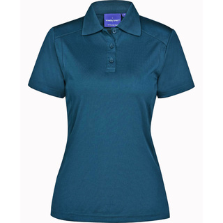 ladies bamboo charcoal S/S Polo - Aegean Blue - 10