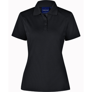 ladies bamboo charcoal S/S Polo - Black - 10