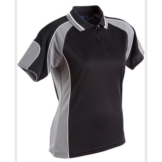 Ladies' Cooldry Contrast Polo With Sleeve Panel - Black / Ash - 10