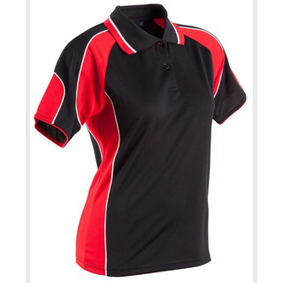 Ladies' Cooldry Contrast Polo With Sleeve Panel - Black / Red - 10