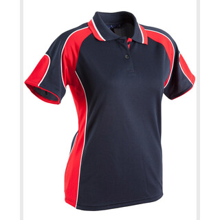 Ladies' Cooldry Contrast Polo With Sleeve Panel - Navy / Red - 10