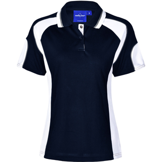 Ladies' Cooldry Contrast Polo With Sleeve Panel - Navy / White - 10