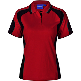 Ladies' Cooldry Contrast Polo With Sleeve Panel - Red / Black - 10