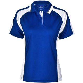 Ladies' Cooldry Contrast Polo With Sleeve Panel - Royal / White - 10