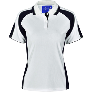 Ladies' Cooldry Contrast Polo With Sleeve Panel - White / Navy - 10