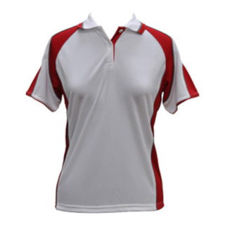 Ladies' Cooldry Contrast Polo With Sleeve Panel - White / Red - 10