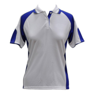 Ladies' Cooldry Contrast Polo With Sleeve Panel - White / Royal - 10